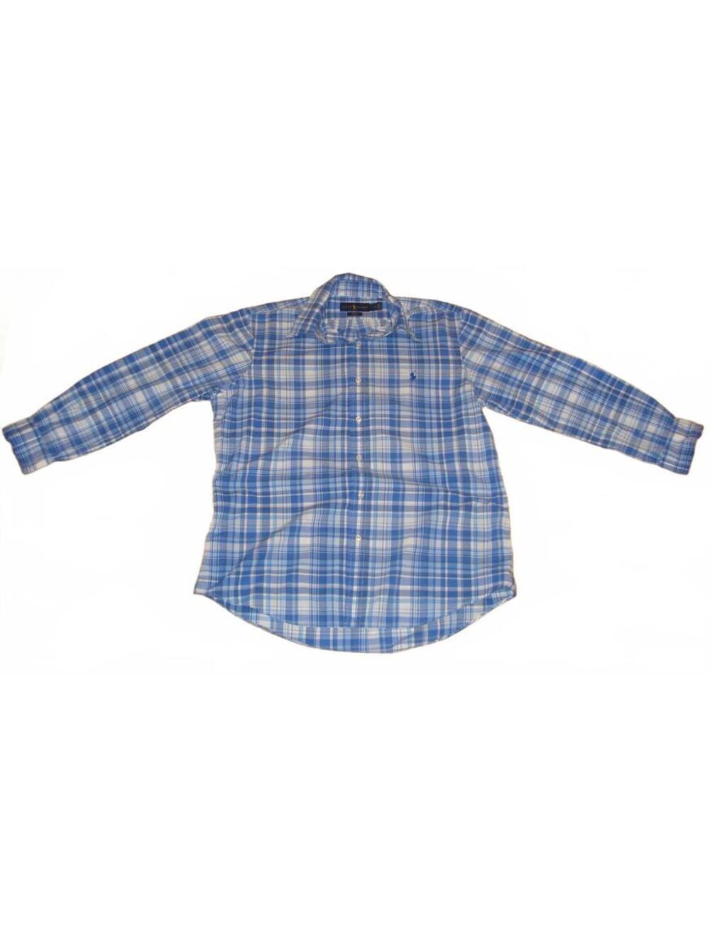 Ralph Lauren Blue Madras Print Performance Stretch Button Down Pony Shirt Mens M